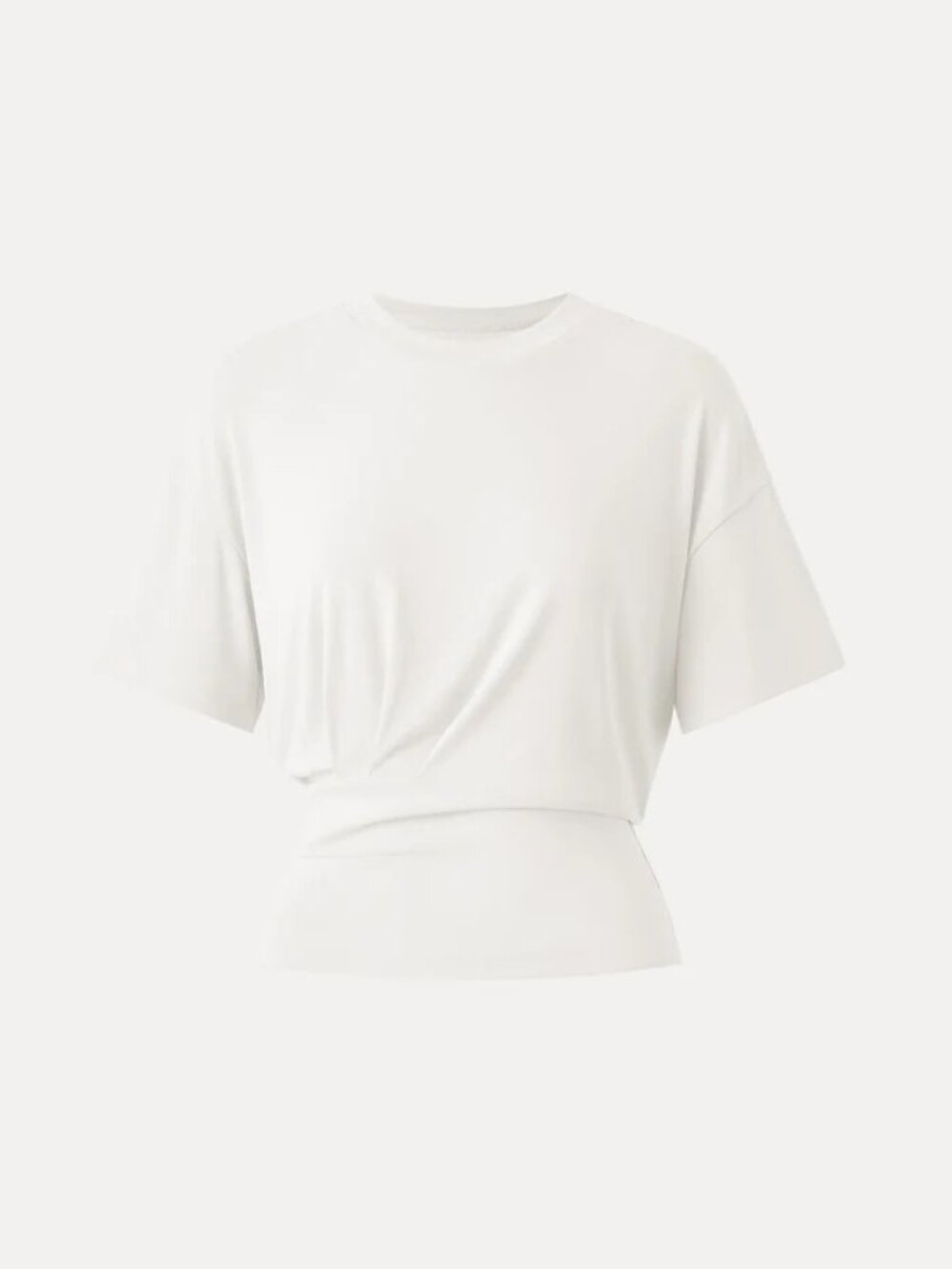 Crewneck Short Sleeve Tucked Tee - White